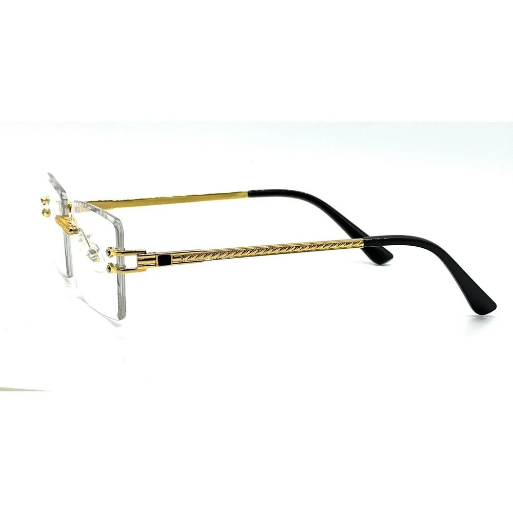 Sunglasses Gold Frame Clear Lens Fashion Eyewear Frameless Migos 80's 90's Style